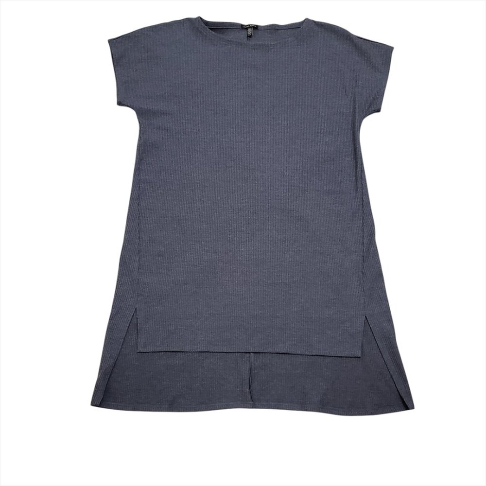Eileen Fisher Women Ribed Knit Tunic Mini Dress M Boat Neck Stretch Shor… - Picture 3 of 11